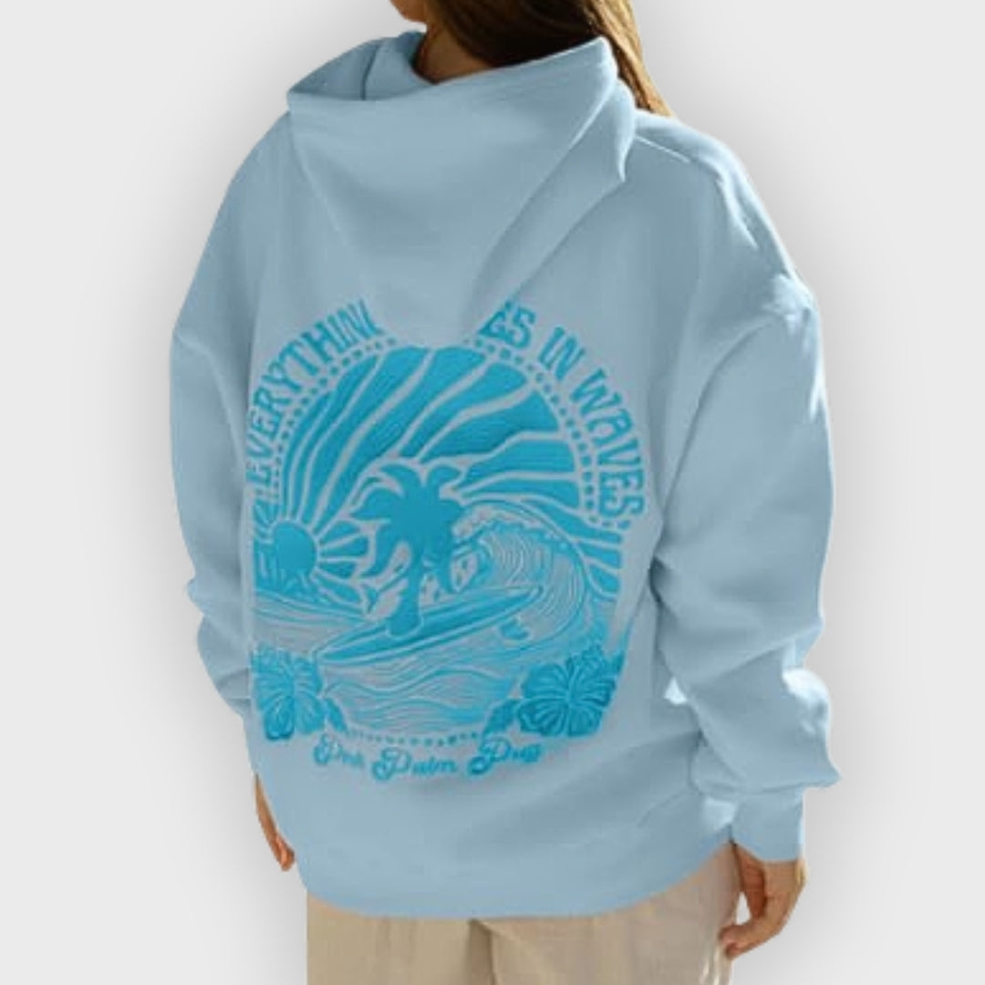 Irish | Oversized hoodie voor dames van katoenmix, geborduurd ontwerp op de rug, casual sweatshirt