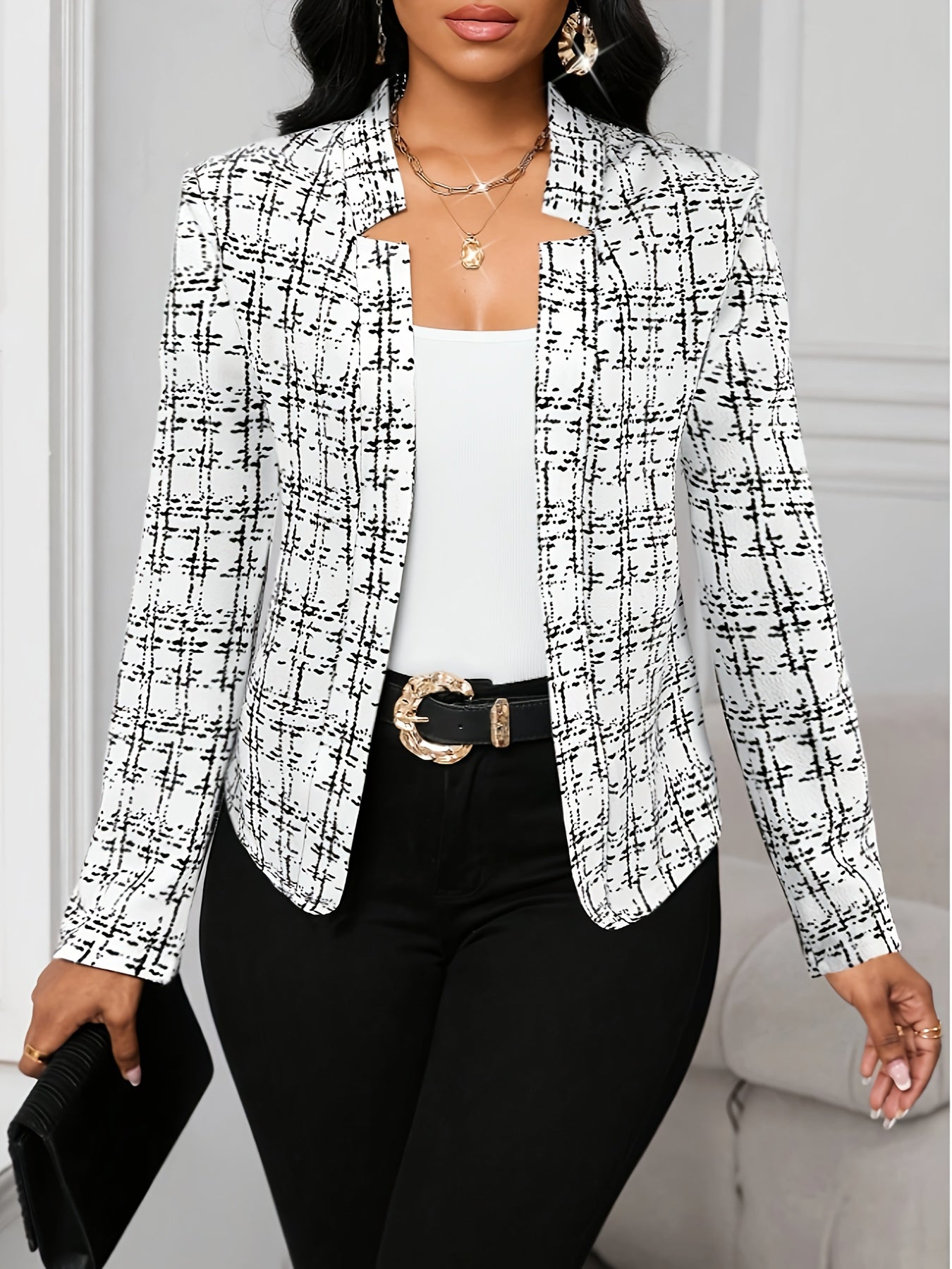 Elsinore | Lichtgewicht geruite damesjas – pied-de-poule-patroon, casual stijlvolle bovenkleding