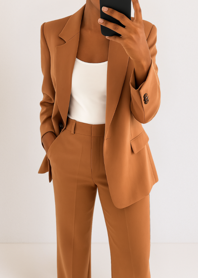 Tynara | Getailleerd tweedelig broekpak voor dames - blazer en broek met rechte pijpen, geschikt voor kantoor