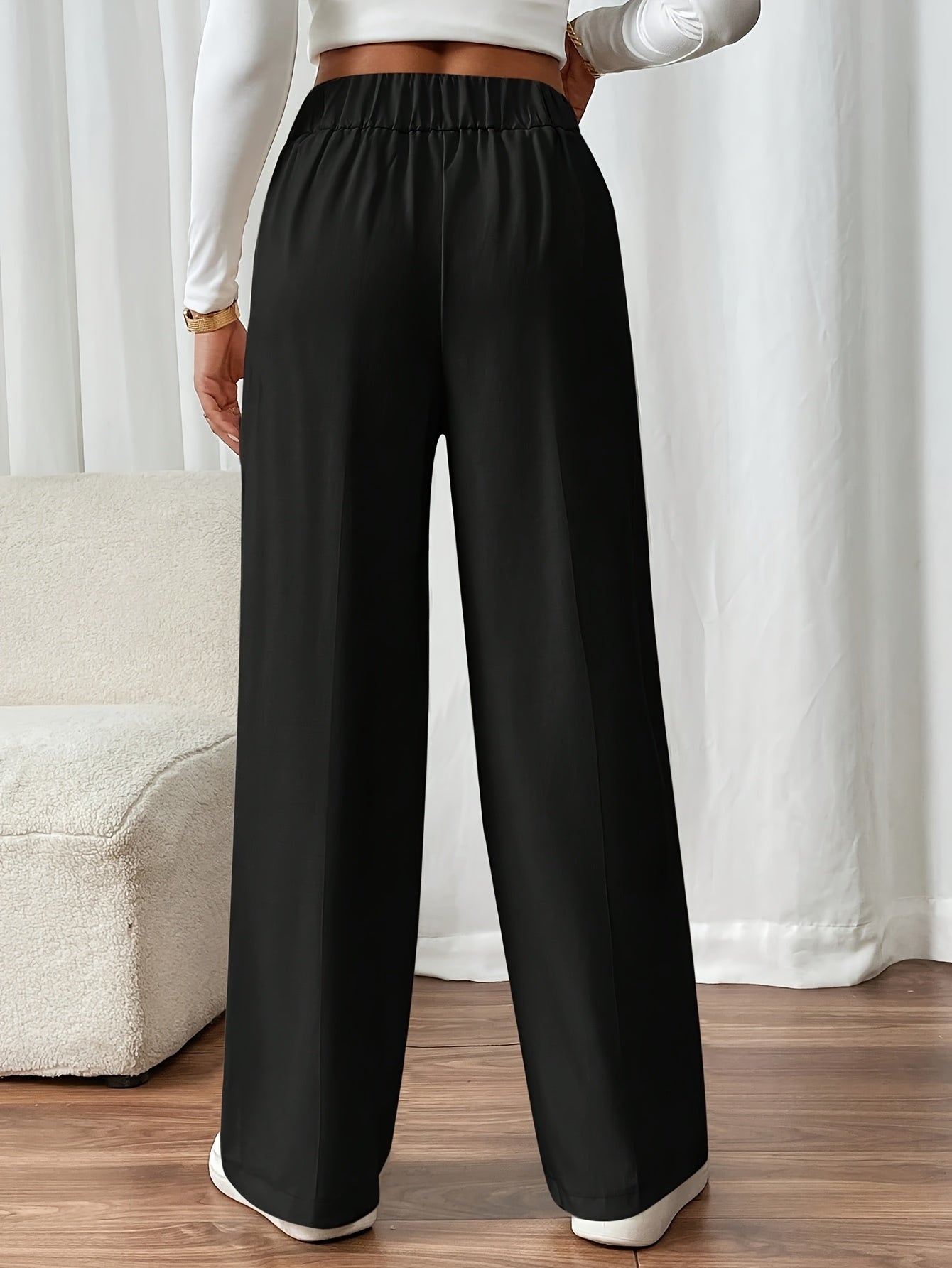 Dimity | Damesbroek met hoge taille en wijde pijpen met knoopsluiting