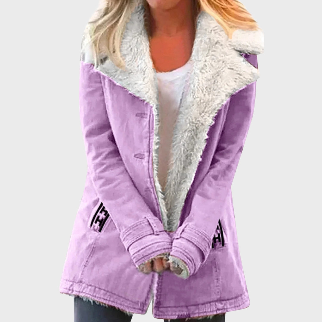 Mirelta | Warme en stijlvolle damesparka met zachte schapenvachtvoering