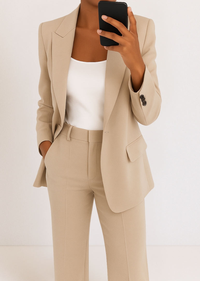 Tynara | Getailleerd tweedelig broekpak voor dames - blazer en broek met rechte pijpen, geschikt voor kantoor