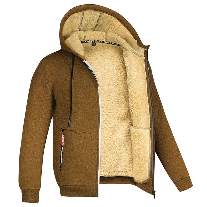 Quillon | Heren fleece hoodie met ritssluiting en schapenvachtvoering – Warme casual winterjas