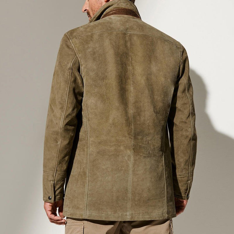 Olai | Vintage jas met leren look – Klassieke getailleerde pasvorm, casual en formele bovenkleding