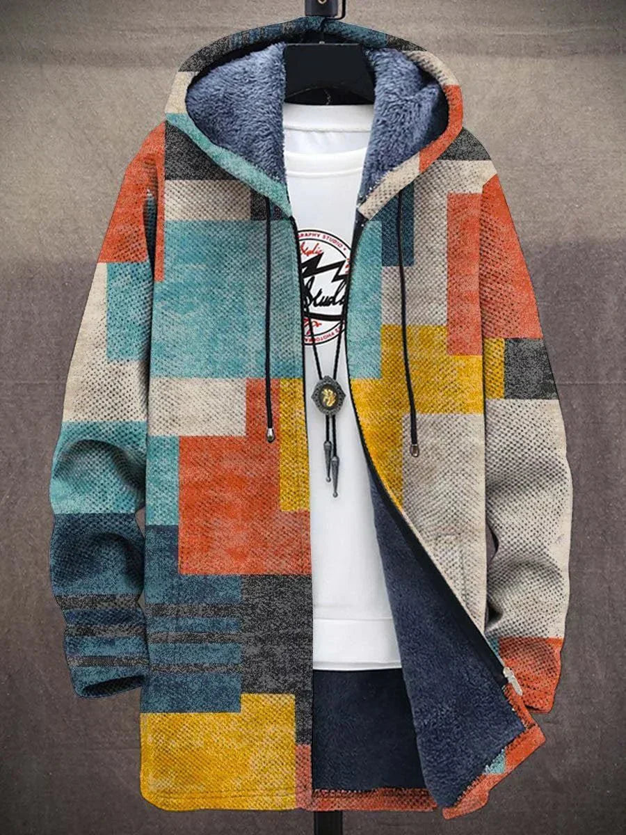 Fiorenzo | Kleurrijke abstracte jas met capuchon voor heren – Warme, lichtgewicht, casual bovenkleding