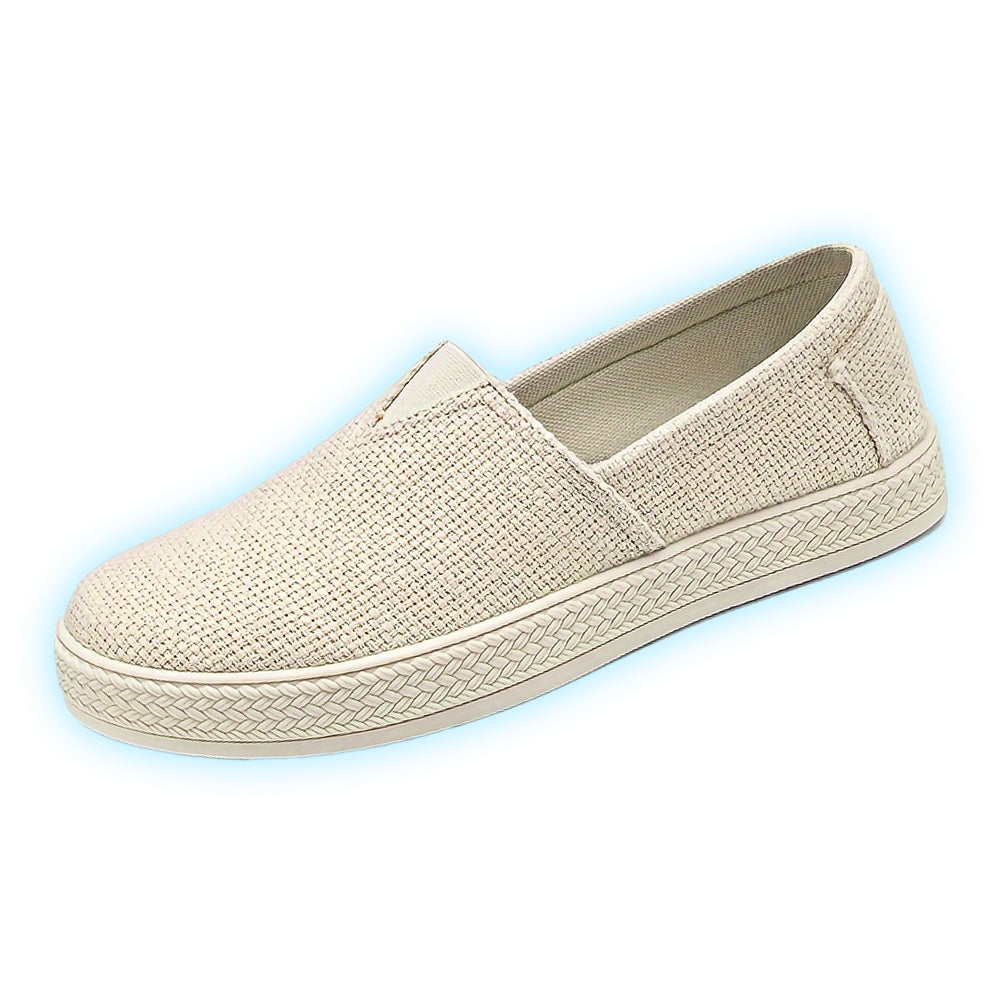 Treaden | Heren Ademende Linnen Loafers - Casual Platte Slip-On Schoenen, Geweven Stro Ontwerp