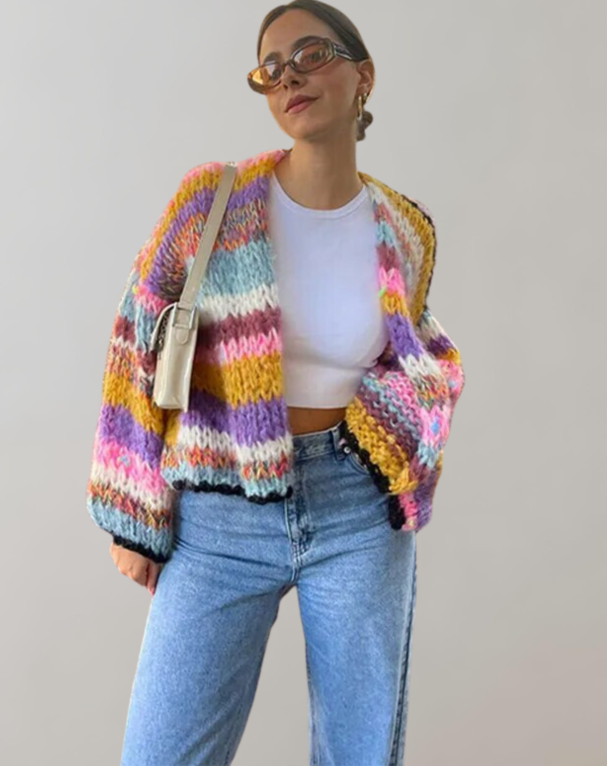 Verithae | Open gebreid damesvest - kleurrijke, gezellige, casual trui voor herfst en winter