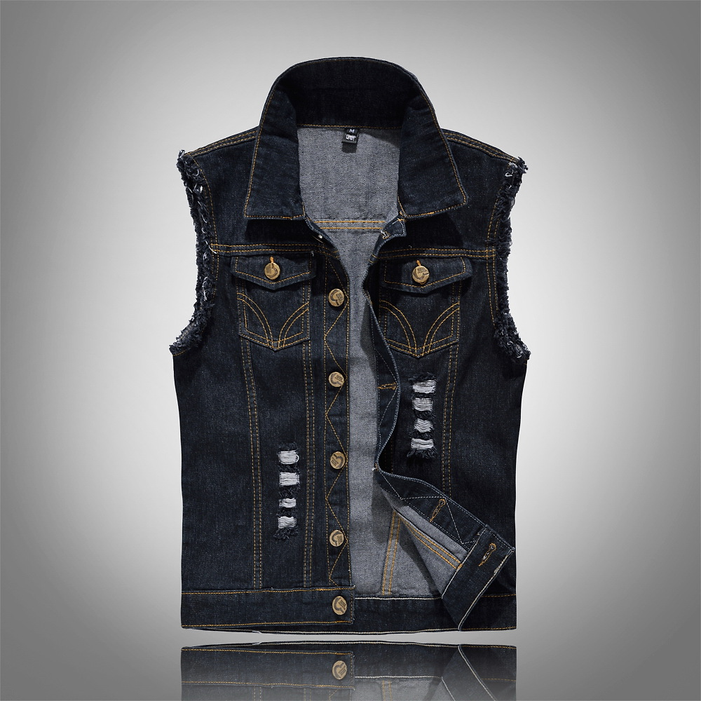 Veyric | Heren distressed denim gilet – mouwloos, casual streetwear vest, stijlvol lichtgewicht jasje