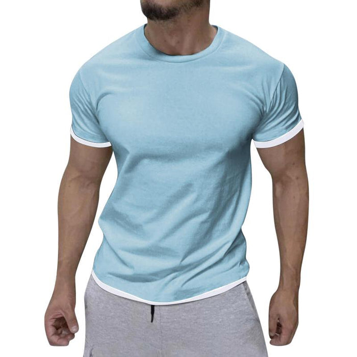 Jago | Klassiek katoenen T-shirt voor heren - Ronde hals, korte mouwen, contrasterende afwerking