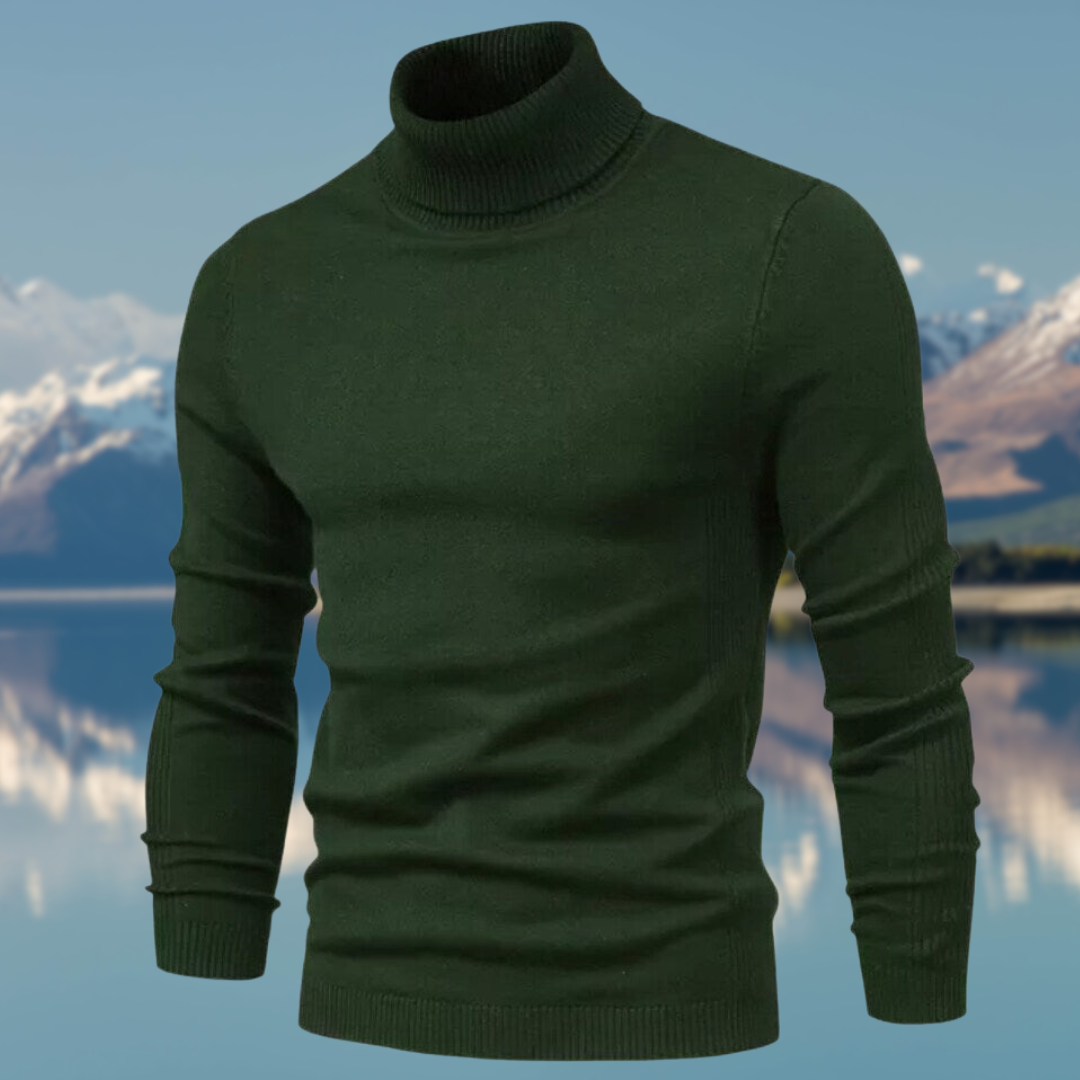 Bastiaan | Klassieke effen coltrui voor heren, gebreide trui met lange mouwen, casual wintertop