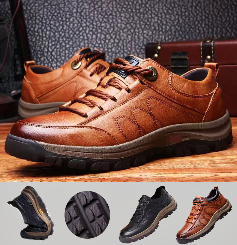 Strovix | Handgestikte leren casual schoenen voor heren – schokbestendig, ergonomisch, outdoor- en werkschoenen