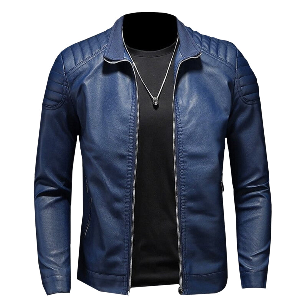 Nyvenor | Leren herenjas - Ritssluiting, staande kraag, Moto Biker stijl, slim fit bovenkleding