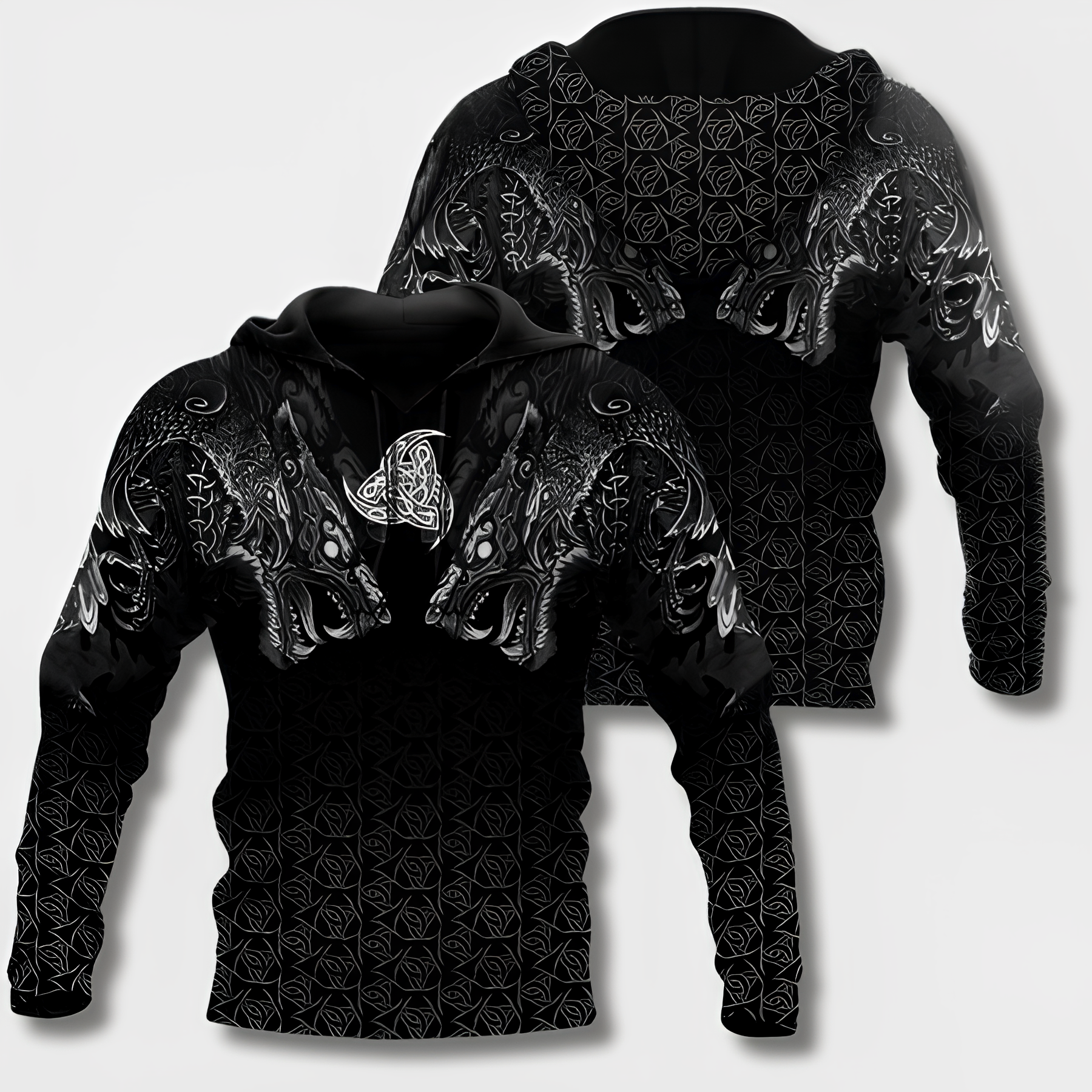 Jovanovic | Warrior Viking Tribal Hoodie voor heren – Sweatshirt met print, casual streetwear