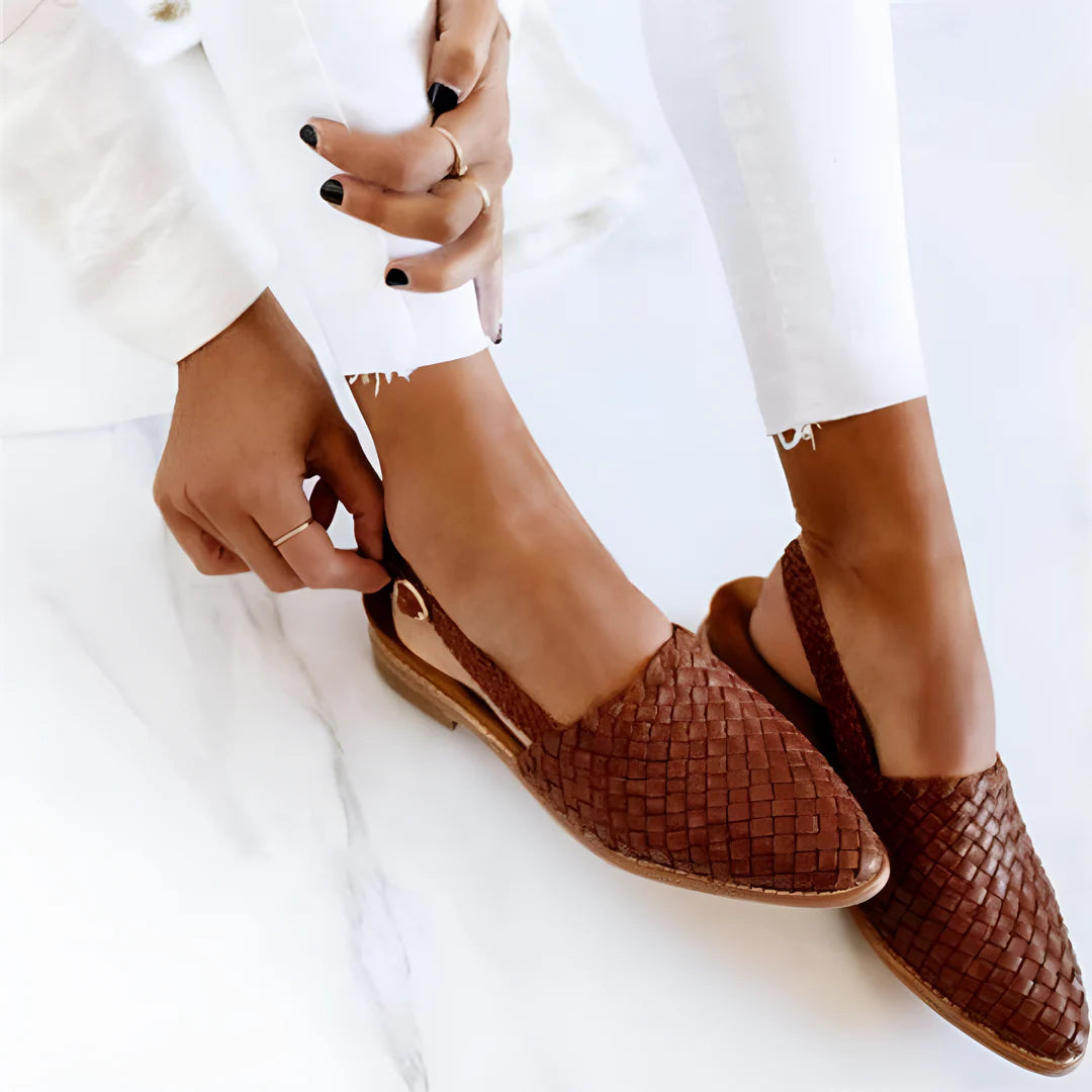 Nivessa | Geweven platte sandalen voor dames - Comfortabele, chique schoenen