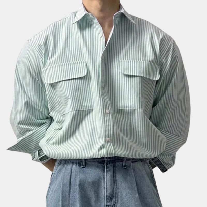 Carvin | Oversized herenoverhemd met krijtstreep – Casual en formeel overhemd met lange mouwen