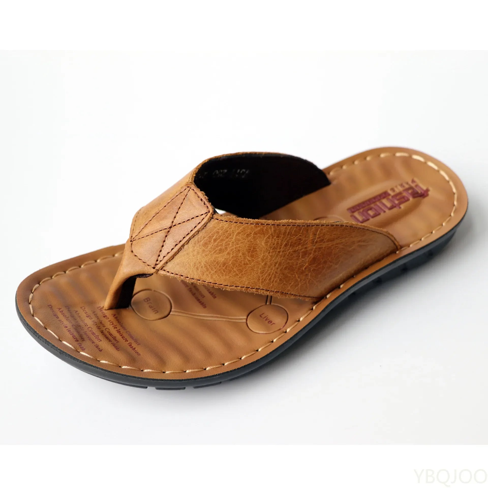 UrbanSlip | Leren herenslippers - open teen slippers, casual schoenen
