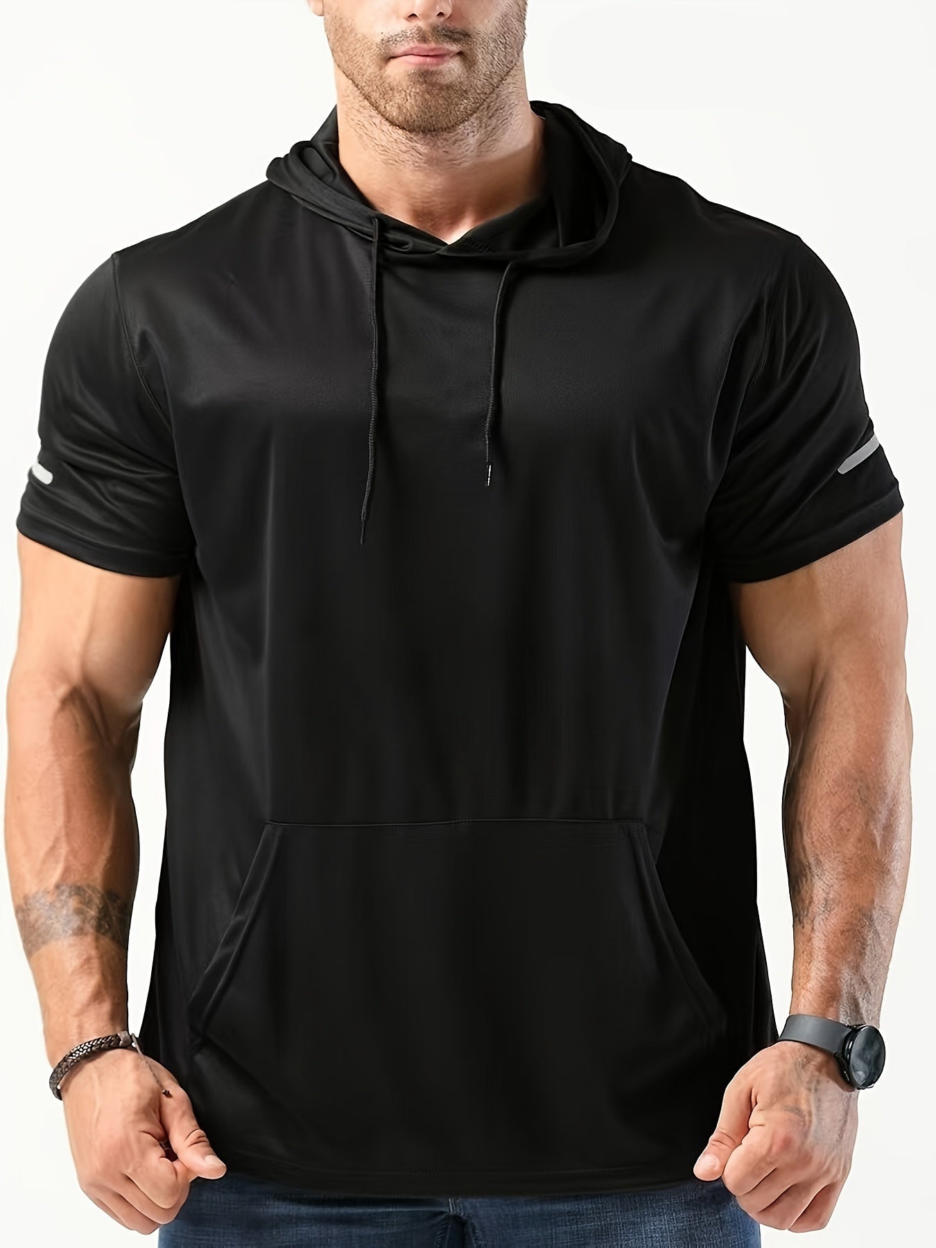 Fenno | Heren-T-shirt met capuchon - Sneldrogend, Trekkoord, Ideaal voor Hardlopen & Training