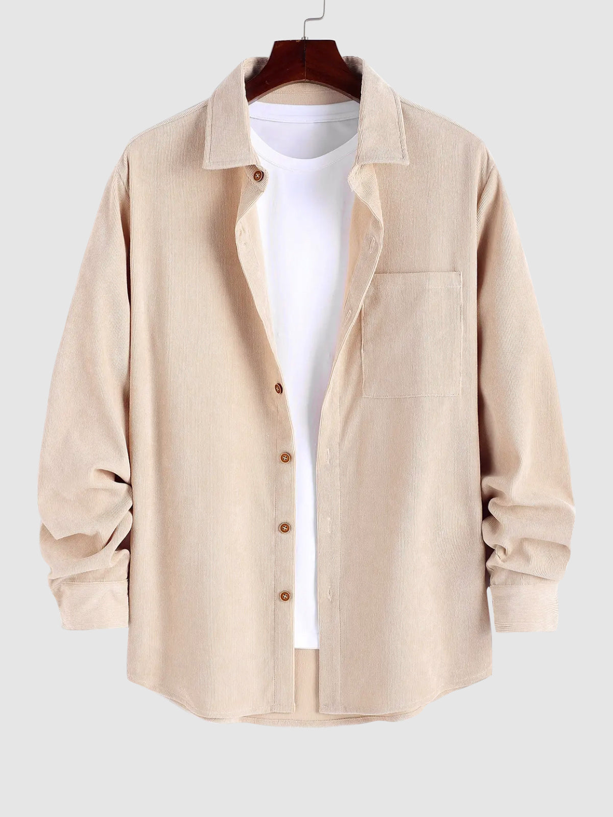 Elmar | Herenoverhemd met lange mouwen in getextureerd ribfluweel met knoopsluiting - Casual & Stijlvol