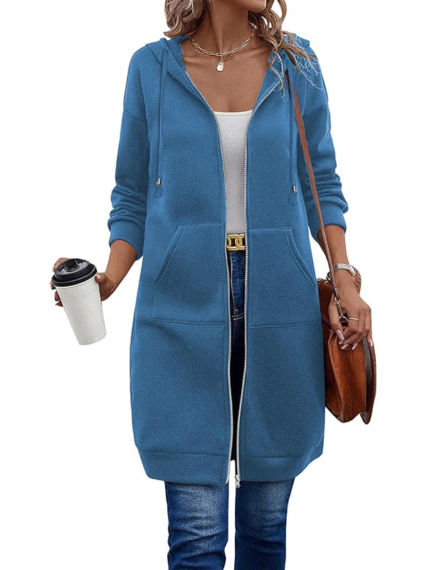 Nicolina | Lange damesjas met capuchon en ritssluiting – Warme, lichtgewicht, casual bovenkleding