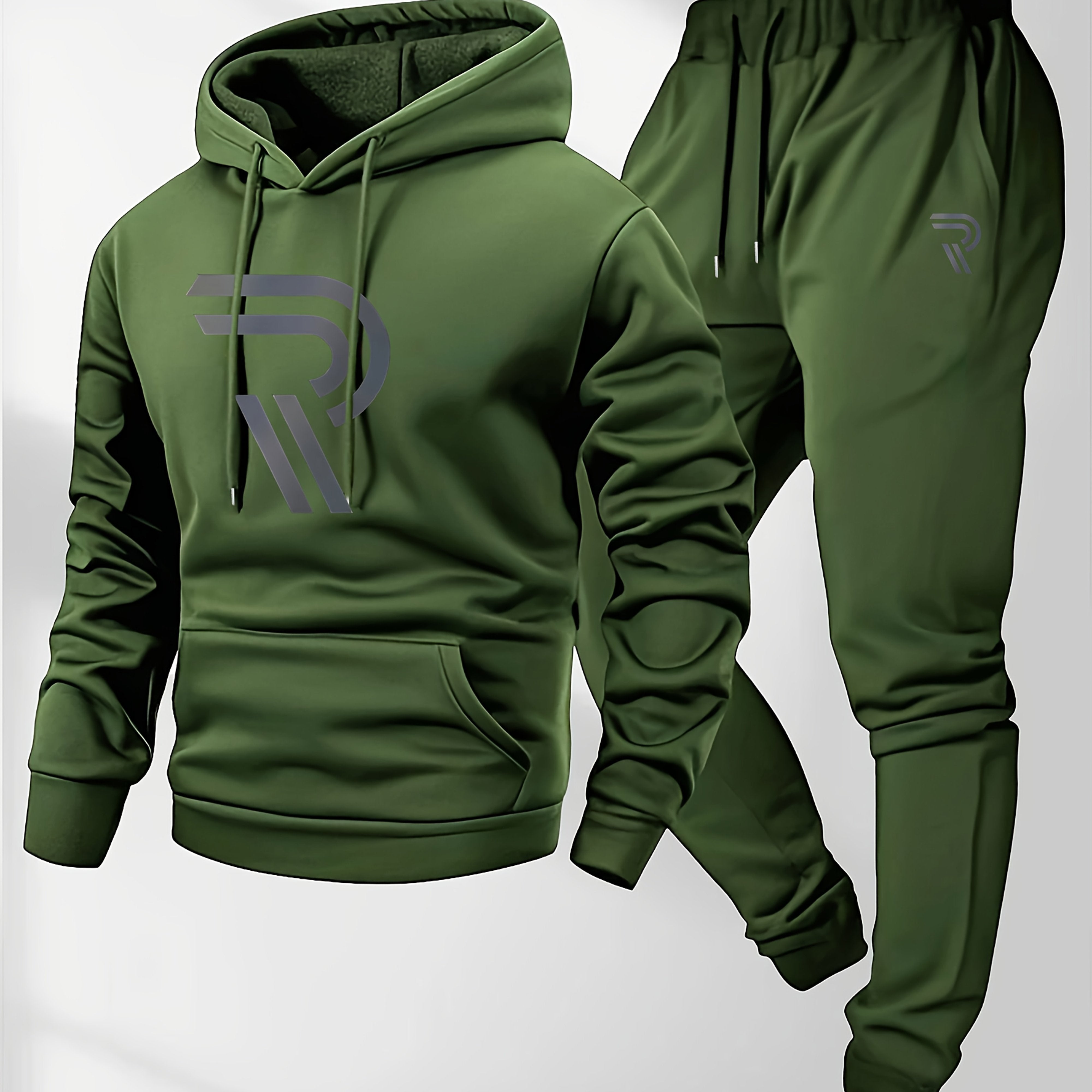 Knudsen | Sportieve hoodie en joggingbroek voor heren – “R”-logo, casual trainingspak, herfst/winter