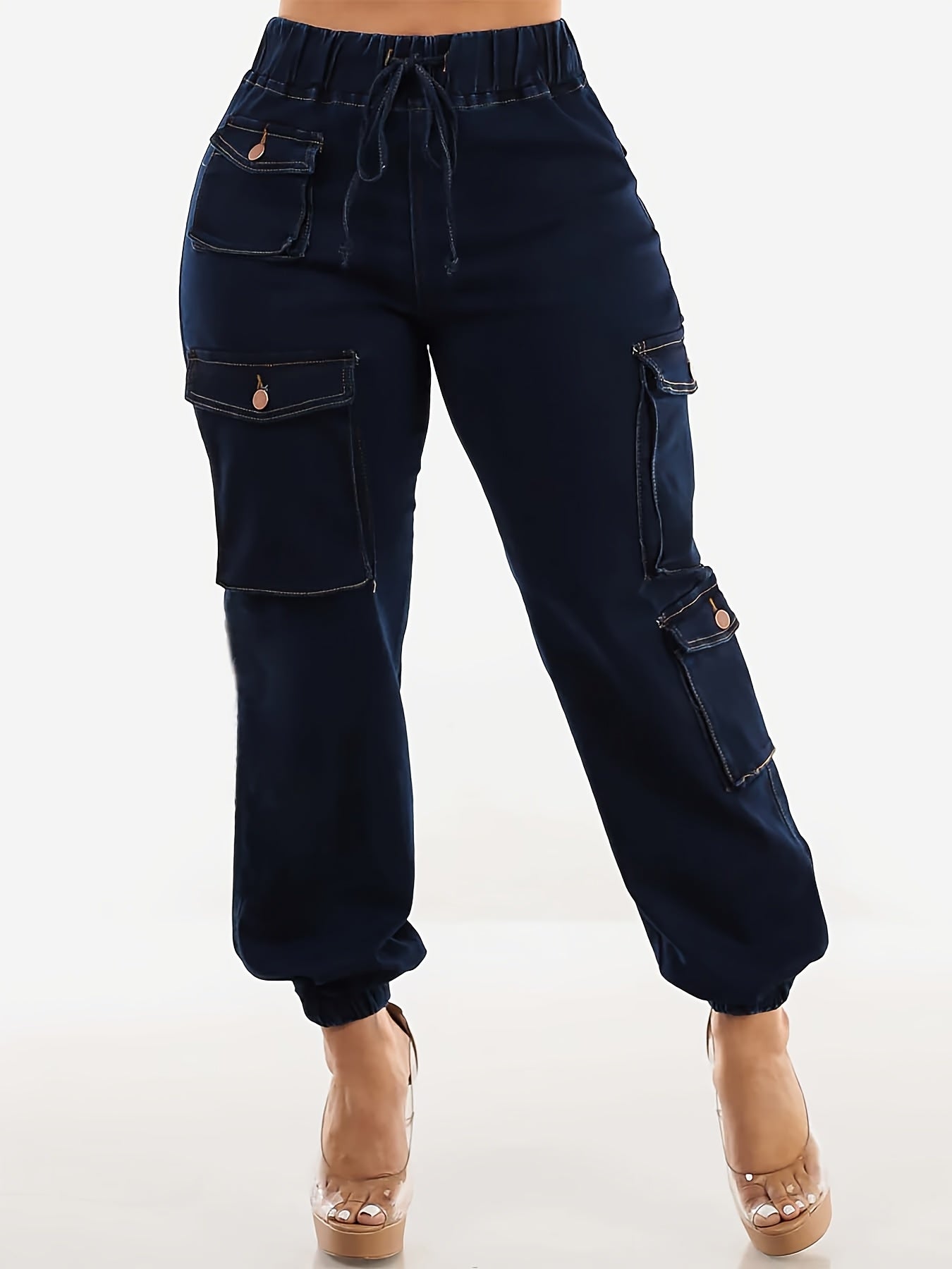 Vjollca | Cargo jeans met hoge stretch voor dames - handige zakken, comfortabele pasvorm