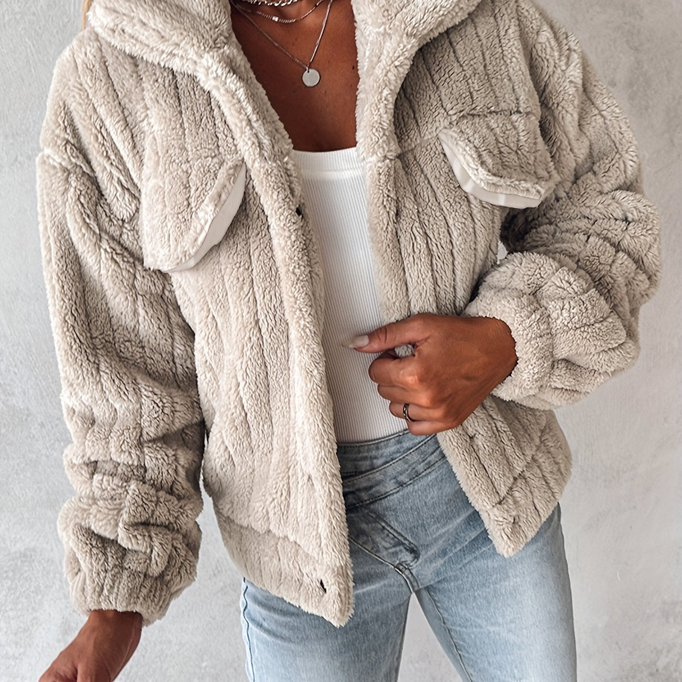 Eirunn | Plush casual jas voor dames – zachte winterjas, comfortabele herfst-/winterjas