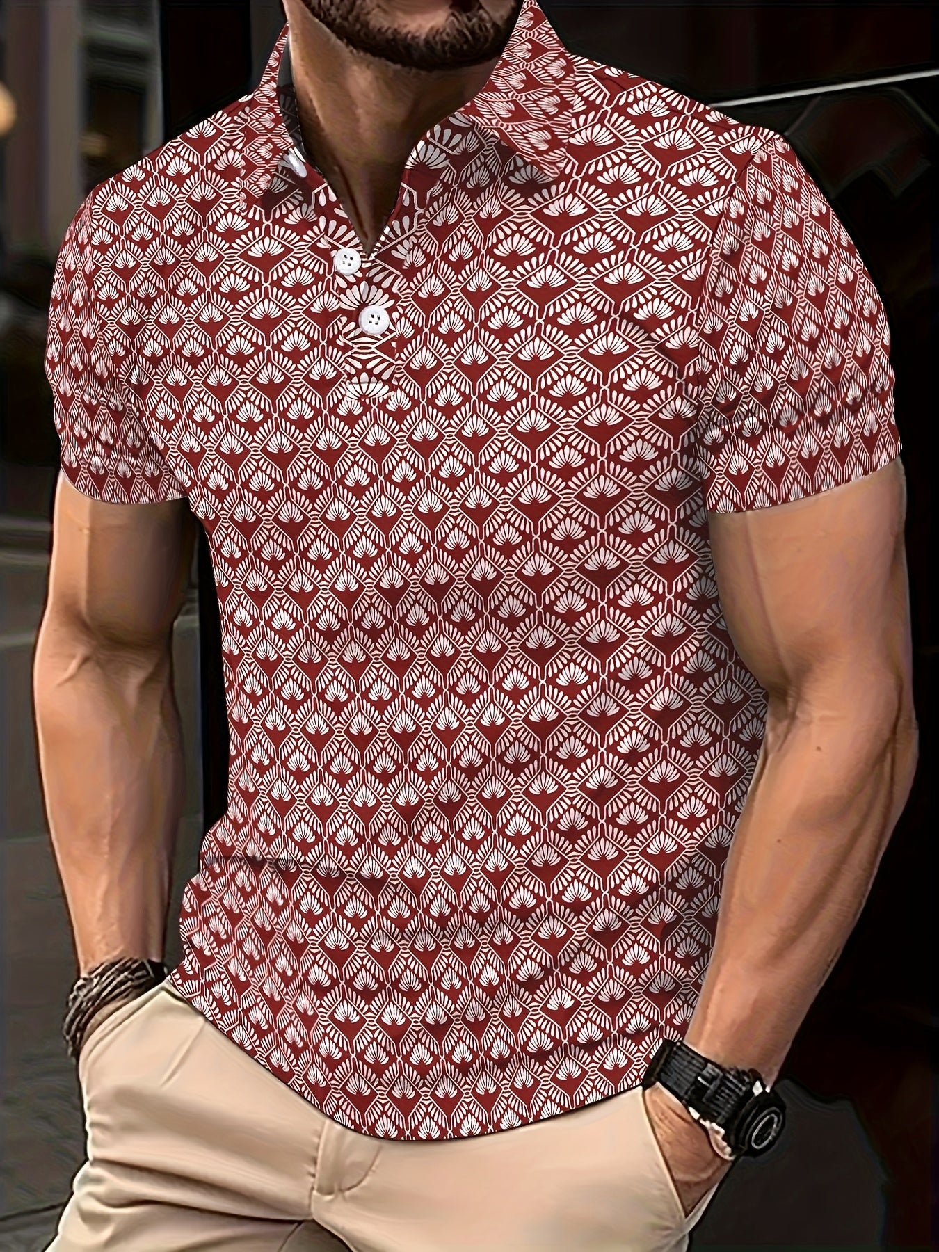 Severin | Casual Polo Shirt Heren - Korte Mouw Geometrische Print