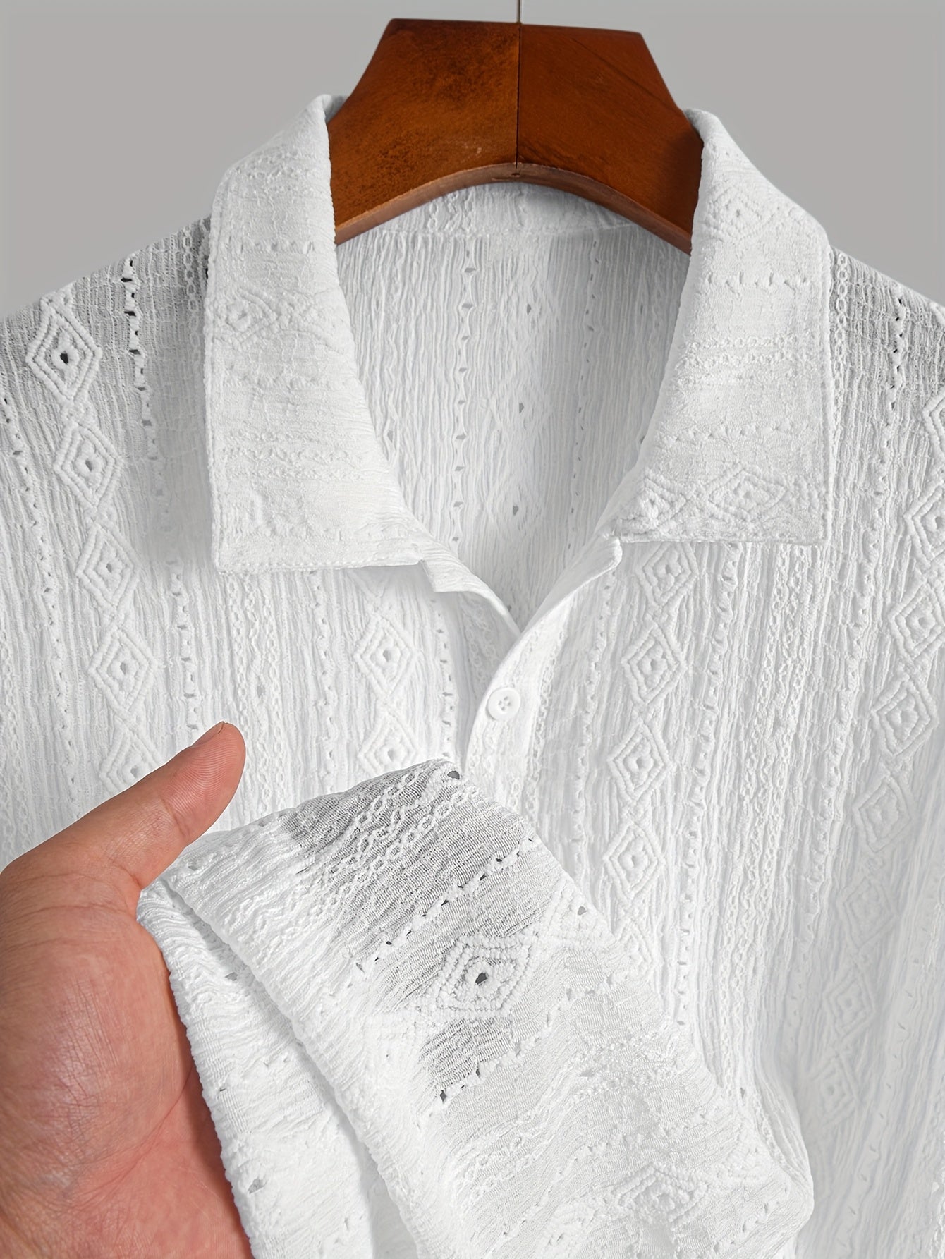 Volric | Gebreid heren poloshirt - Eyelet borduursel, ademende, korte mouw