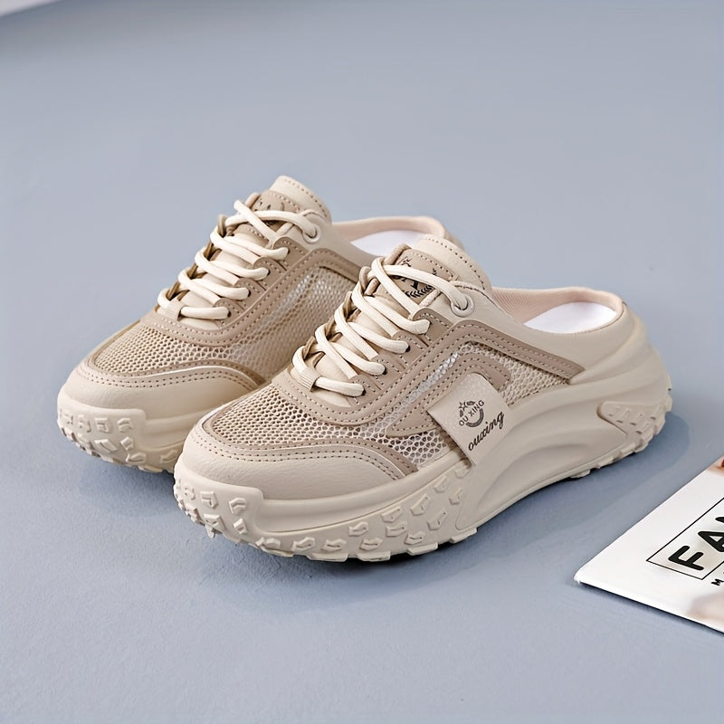 Aermove | Ademende Mesh Half Slip-On Sneakers voor dames - Lichtgewicht, Mid-Heel