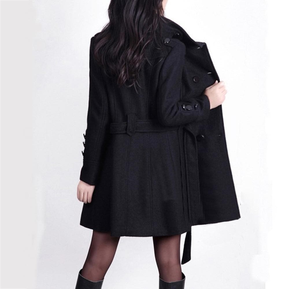 Cassira | Dames trenchcoat van wolmix, getailleerd model, double-breasted, met ceintuur