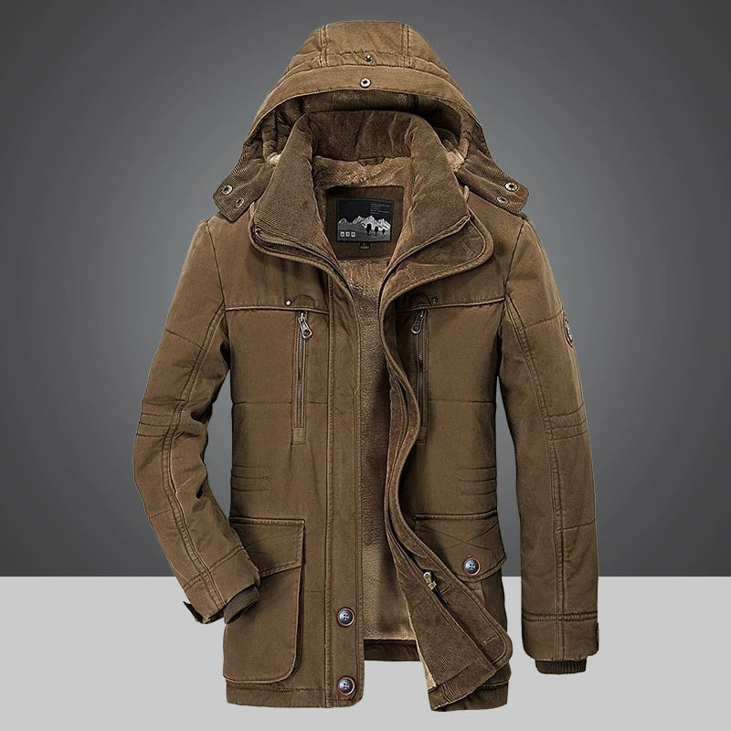 Vasileios | Dikke, warme winterjas met capuchon voor heren – gevuld met dons, winddicht, comfortabel