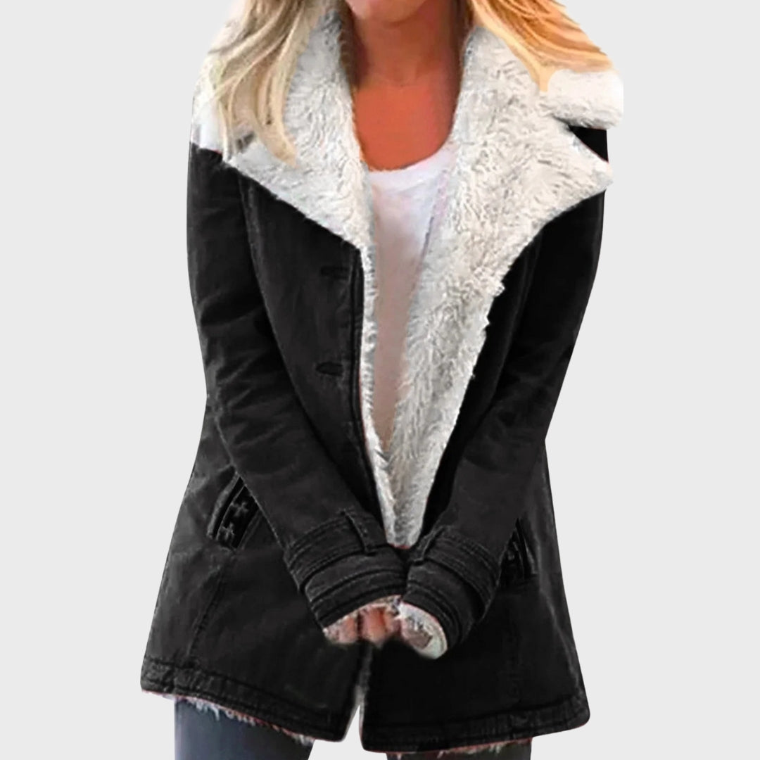 Mirelta | Warme en stijlvolle damesparka met zachte schapenvachtvoering