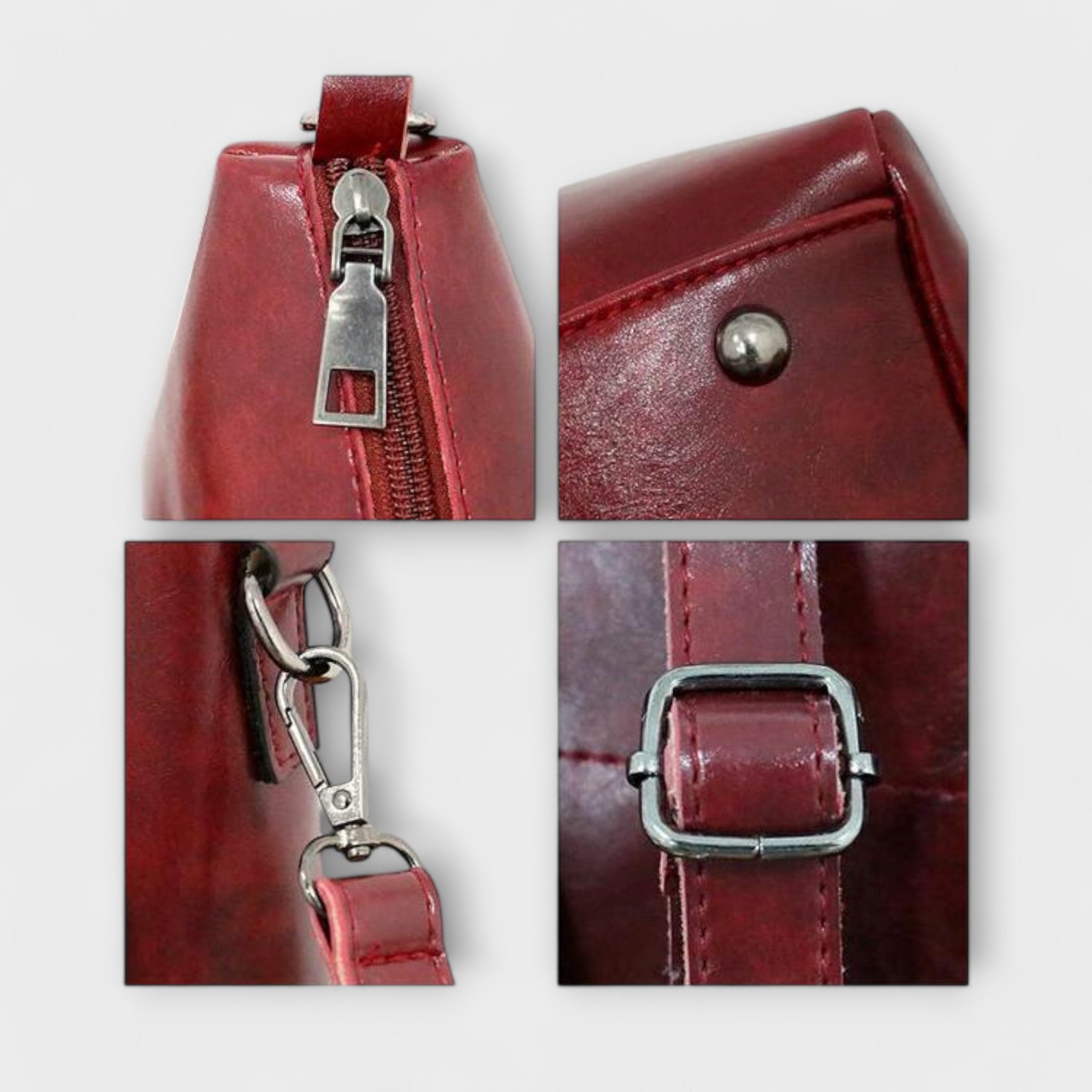 Bagvana | 4-delige vintage lederen tassen set – handtas, schoudertas, portemonnee en etui voor dames