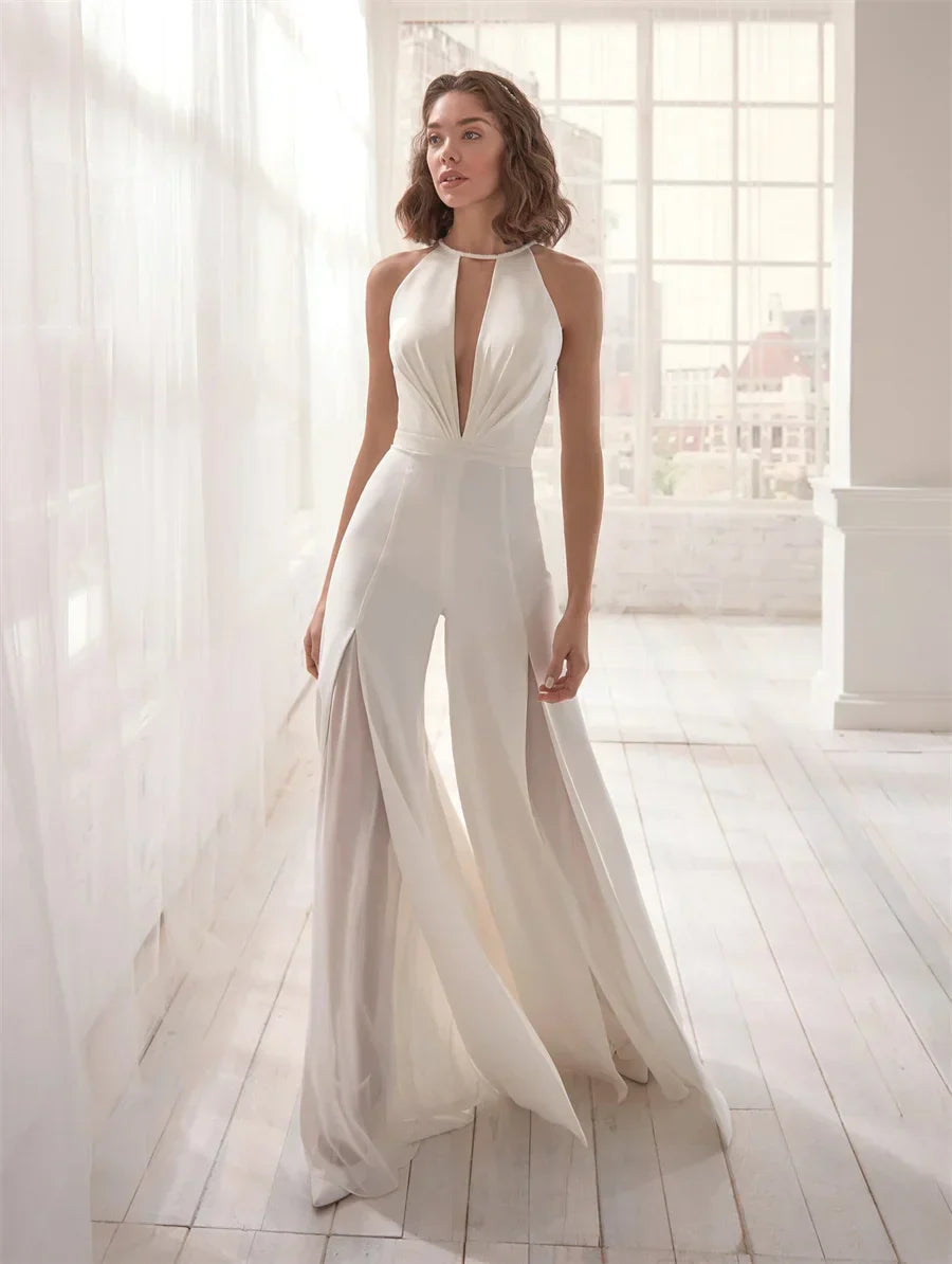 Tyraelle | Sexy diepe V-halter jumpsuit - mouwloze casual & formele broek voor feest, bruiloft, avondkleding