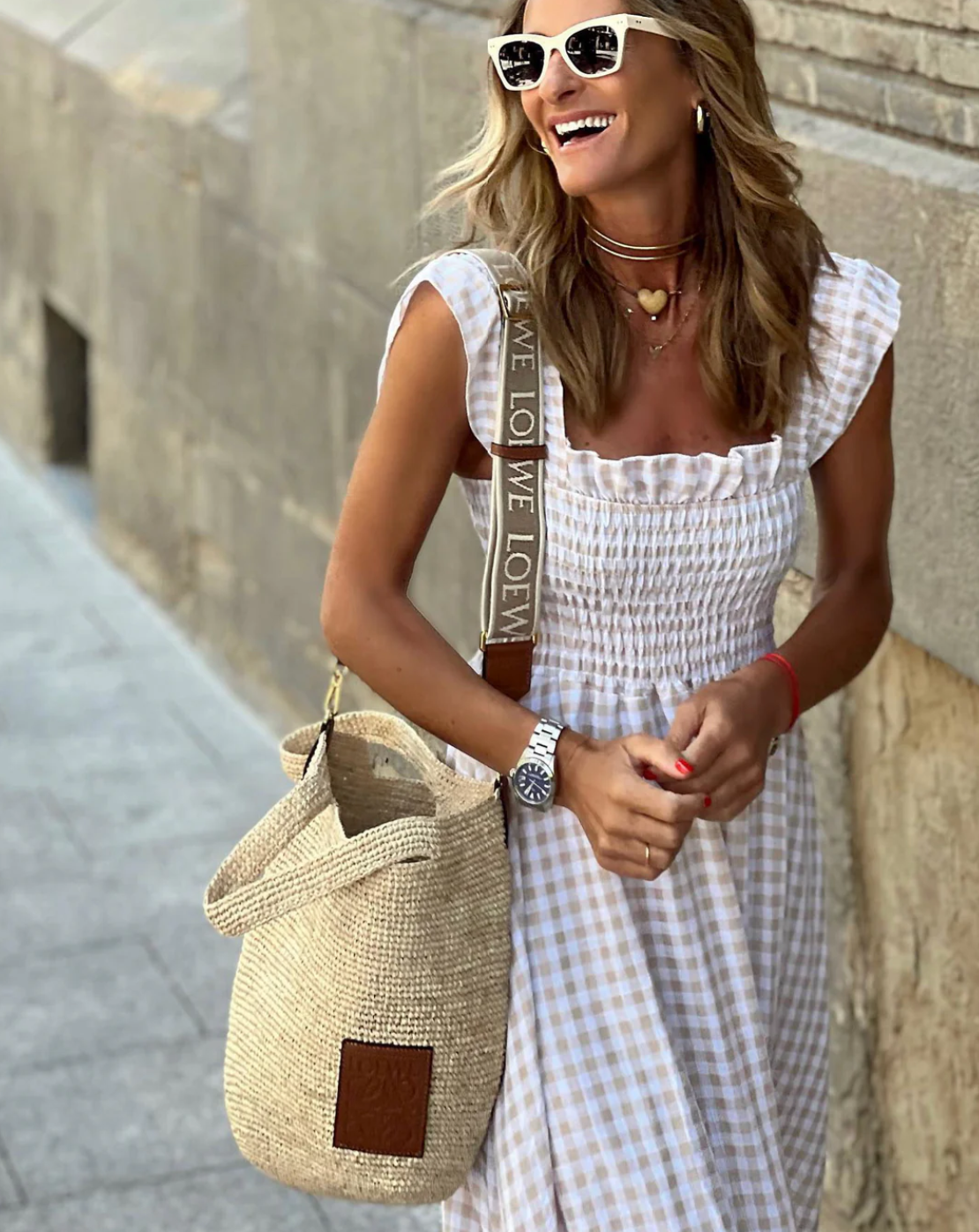 Klarisse | Women's Smocked Gingham Maxi Dress with Ruffle Sleeves, Sleeveless Summer Casual Dress