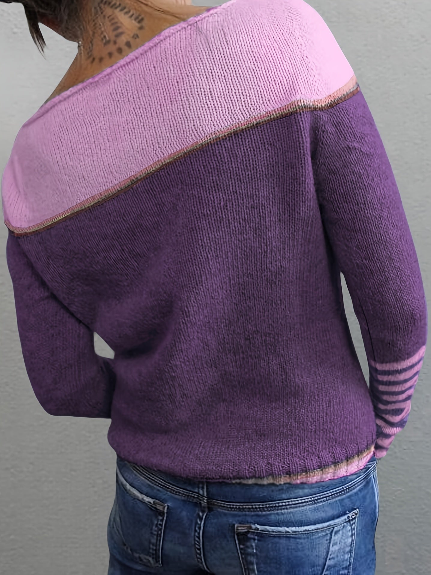 Nadica | Dames trui met lange mouwen – Kleurblok gebreid, casual warme pullover