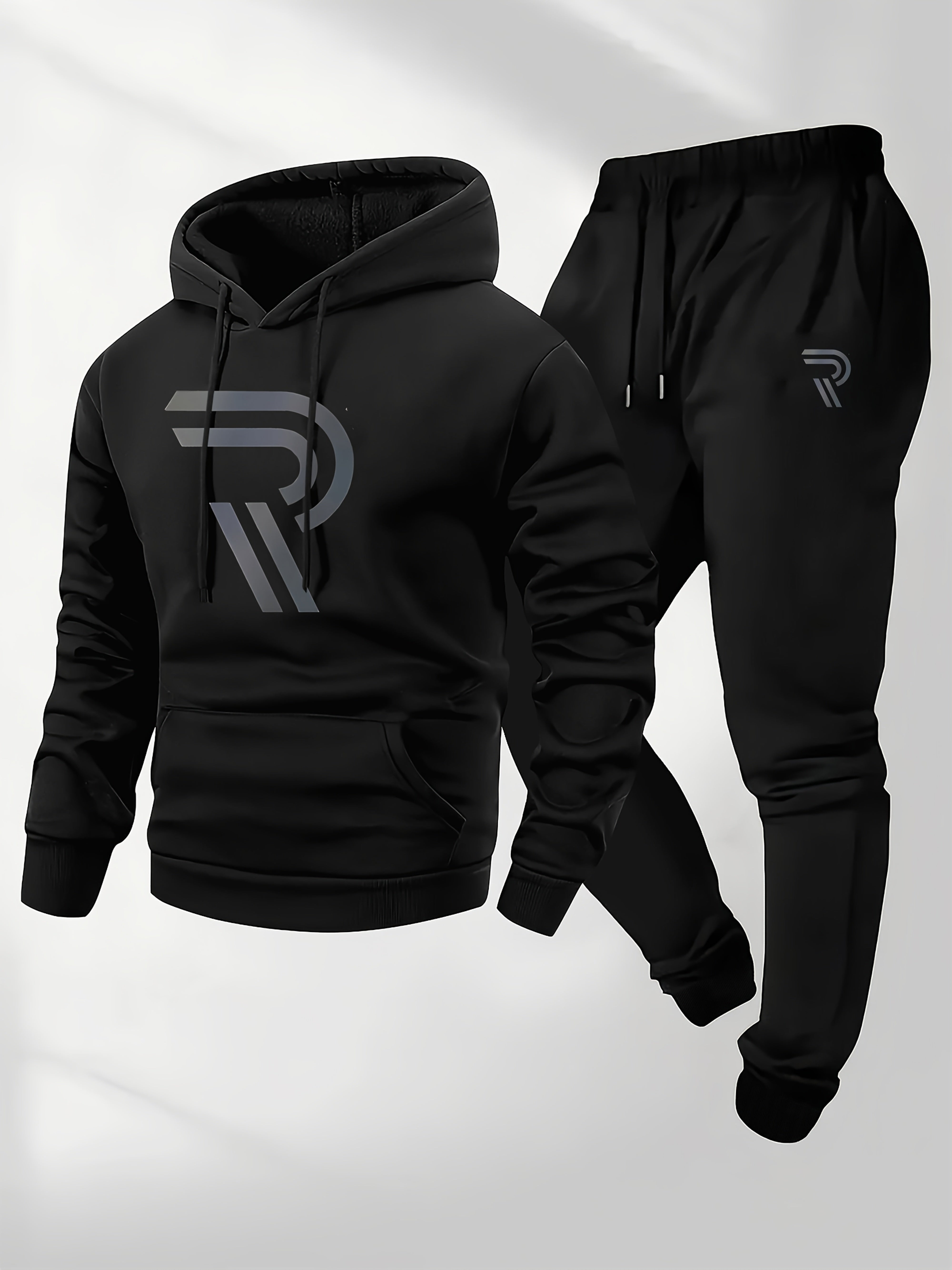Knudsen | Sportieve hoodie en joggingbroek voor heren – “R”-logo, casual trainingspak, herfst/winter