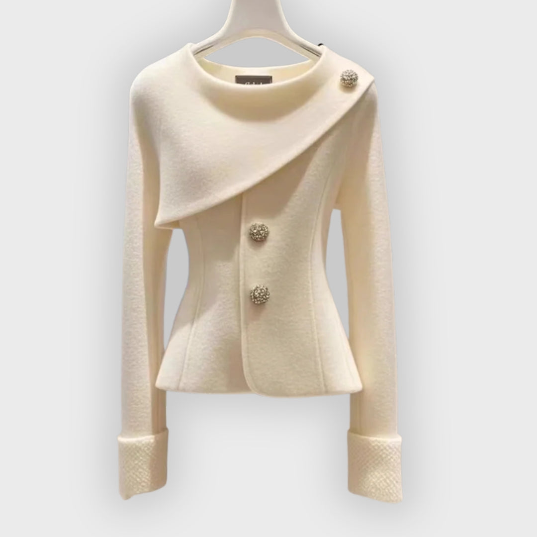 Christa | Asymmetrische blazer met knopen, luxe getailleerd jasje voor casual en avondkleding
