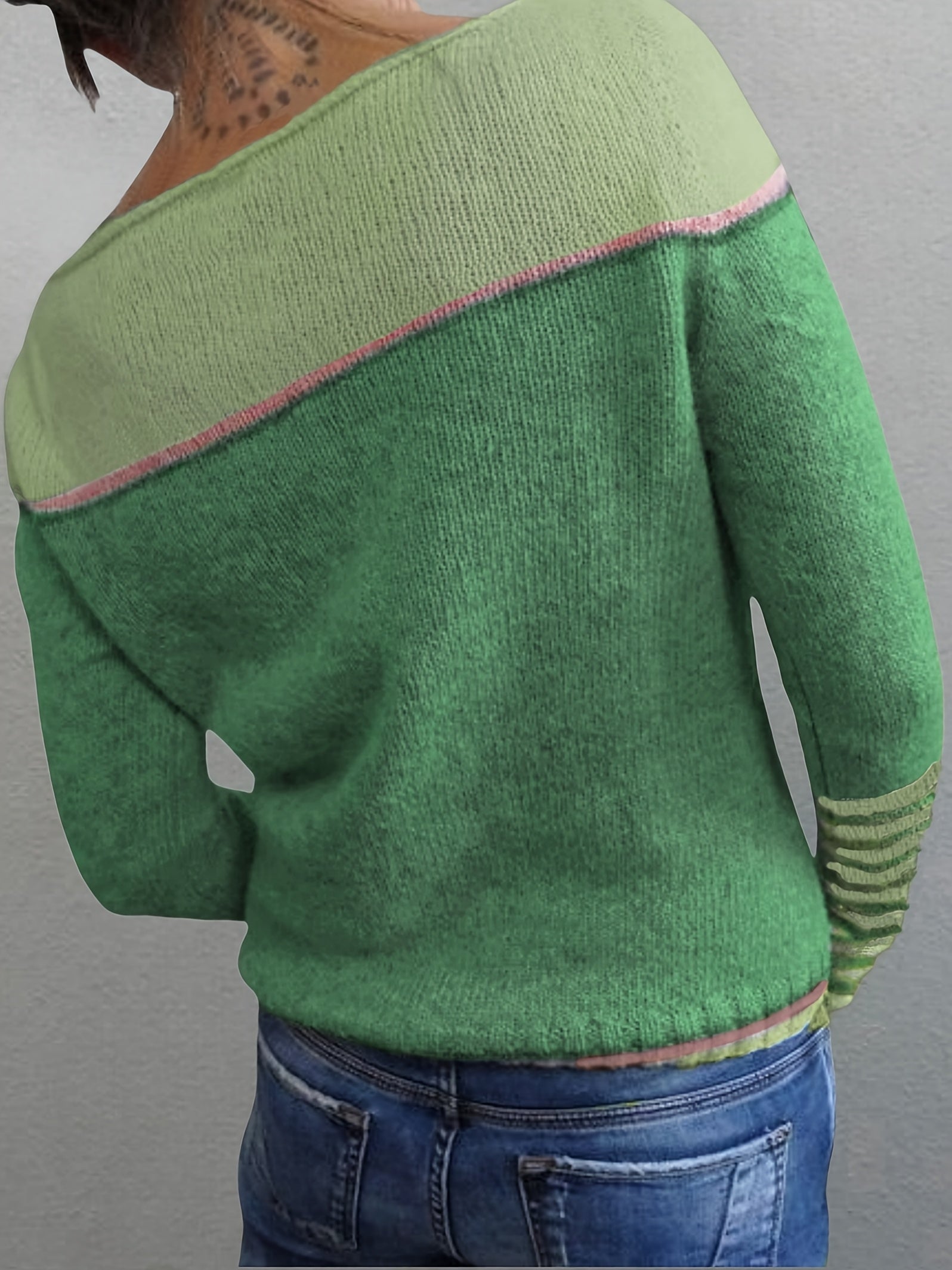 Nadica | Dames trui met lange mouwen – Kleurblok gebreid, casual warme pullover