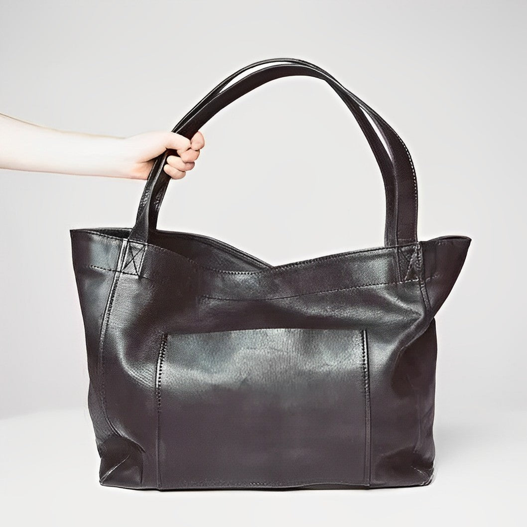 GrandeBag | Grote leren schoudertas voor dames, ruime handtas, casual tas voor dagelijks gebruik