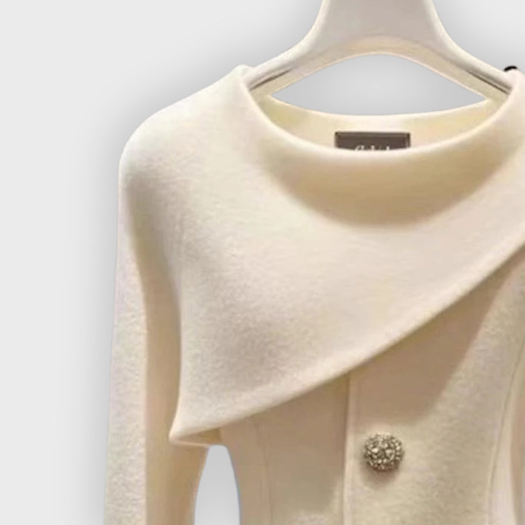 Christa | Asymmetrische blazer met knopen, luxe getailleerd jasje voor casual en avondkleding