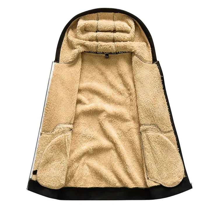 Quillon | Heren fleece hoodie met ritssluiting en schapenvachtvoering – Warme casual winterjas