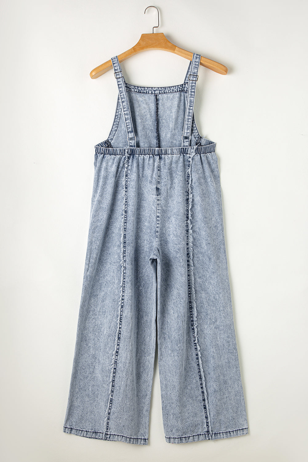Maeryn | Mouwloze Denim Overall met wijde pijpen - Gerafelde zoom, open naden, casual jumpsuit