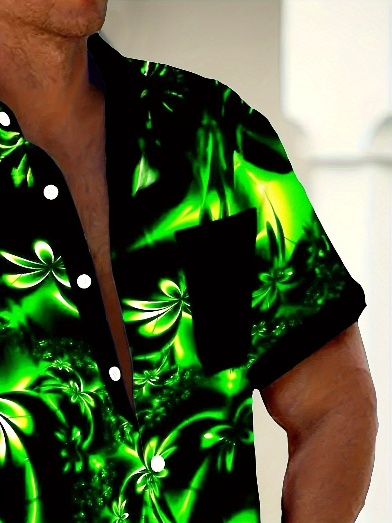 Benji | Korte mouwen herenhemd met hawaii-verloop in 3D-bloemenprint
