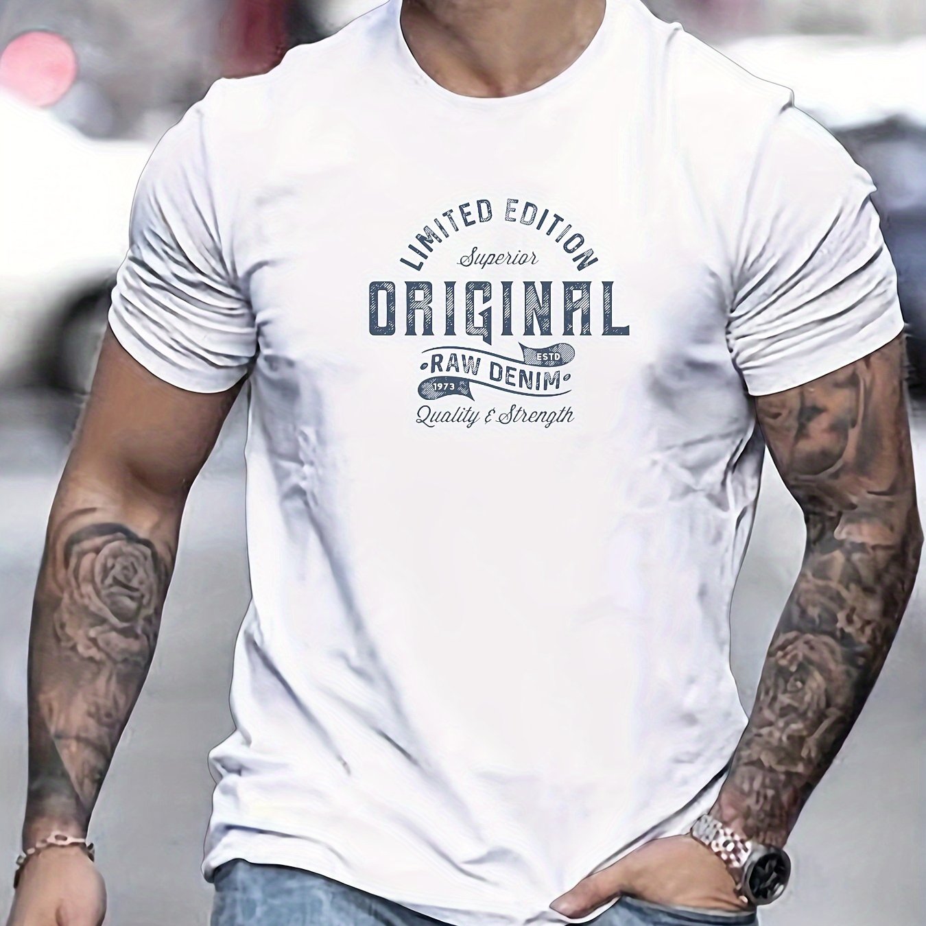 Xaver | Basis T-shirt van katoen voor heren - Casual T-shirt met grafische print, zomer T-shirt