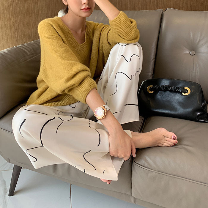 Inger | Klassieke gebreide V-hals trui voor dames – Losvallende pullover, warme kasjmiermix