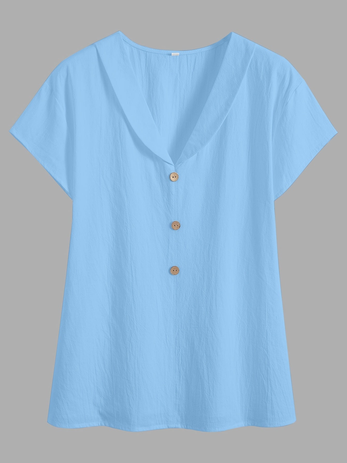Thaelle | Damesblouse met V-hals en losse pasvorm – Casual top met korte mouwen en knoopsluiting aan de voorkant
