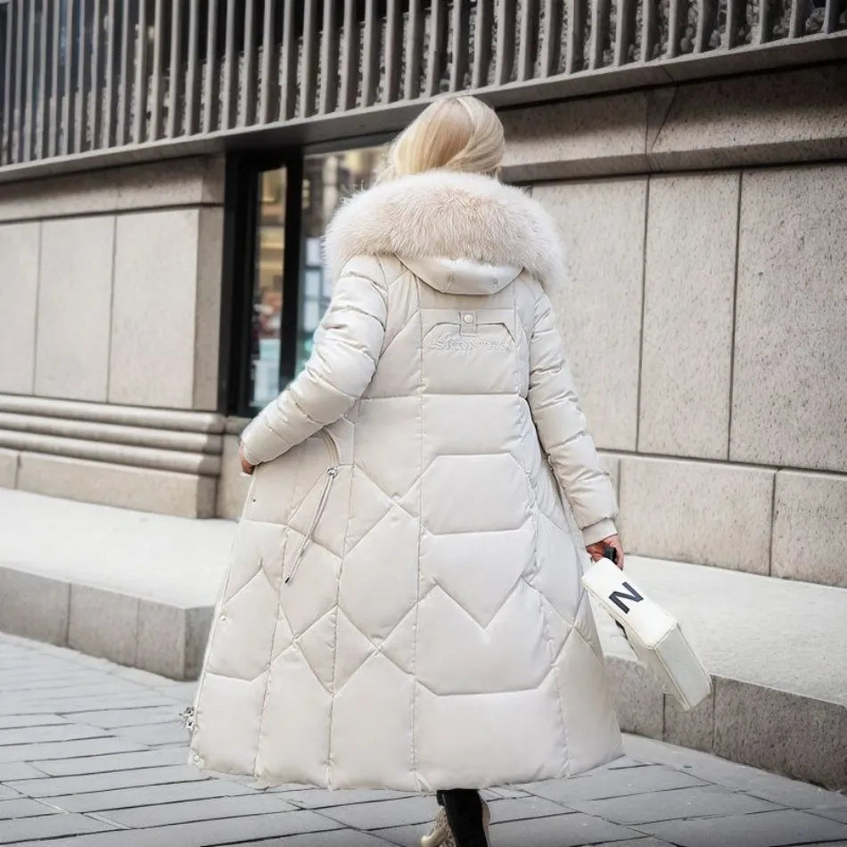 Milna | Warme winterjas voor dames met bontkraag – Lange geïsoleerde jas, waterafstotend