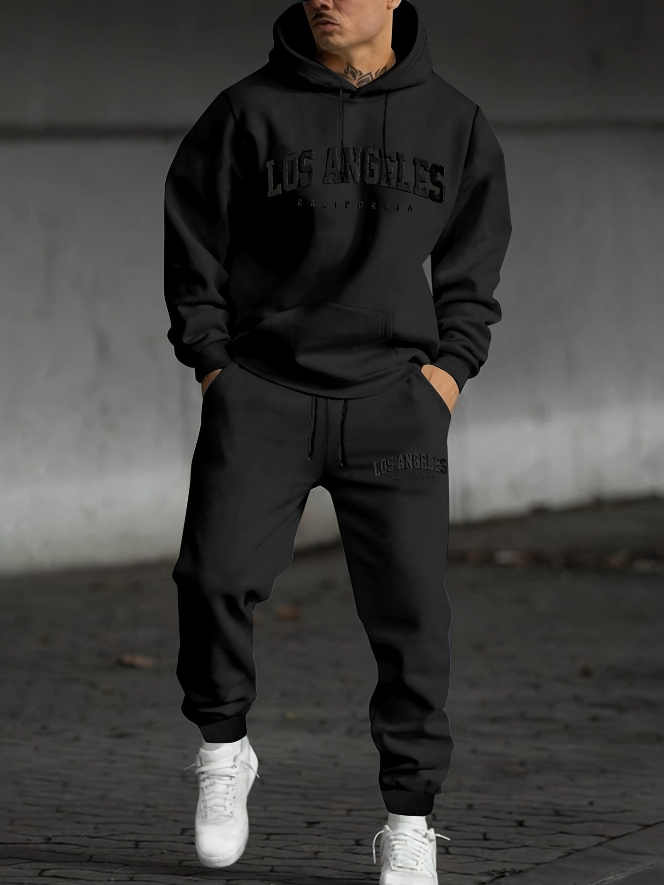 Kajetan | Heren hoodie met print & joggingbroek set – Sportief sweatshirt, casual, losse pasvorm