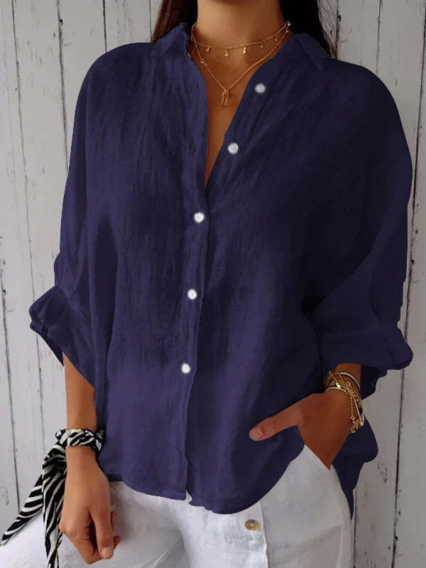Halldora | Blouse met strikceintuur op de rug - Elegante top met lange mouwen
